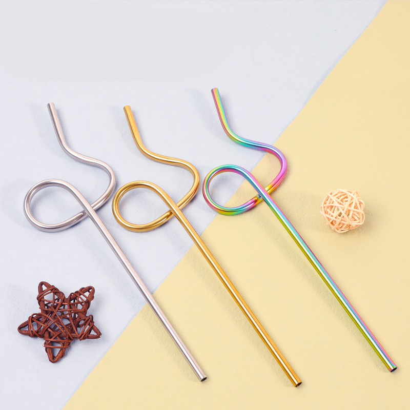 DINUOM note shaped design stainless steel curved color reusable beverage straw JYDN-L-172