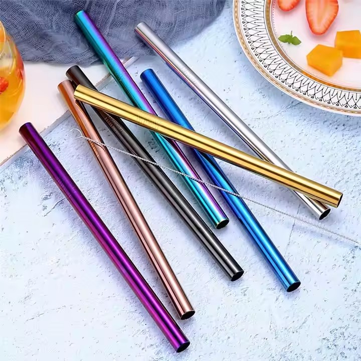 DINUO environmentally friendly straight reusable 12mm stainless steel straw custom logo JYDN-L-163