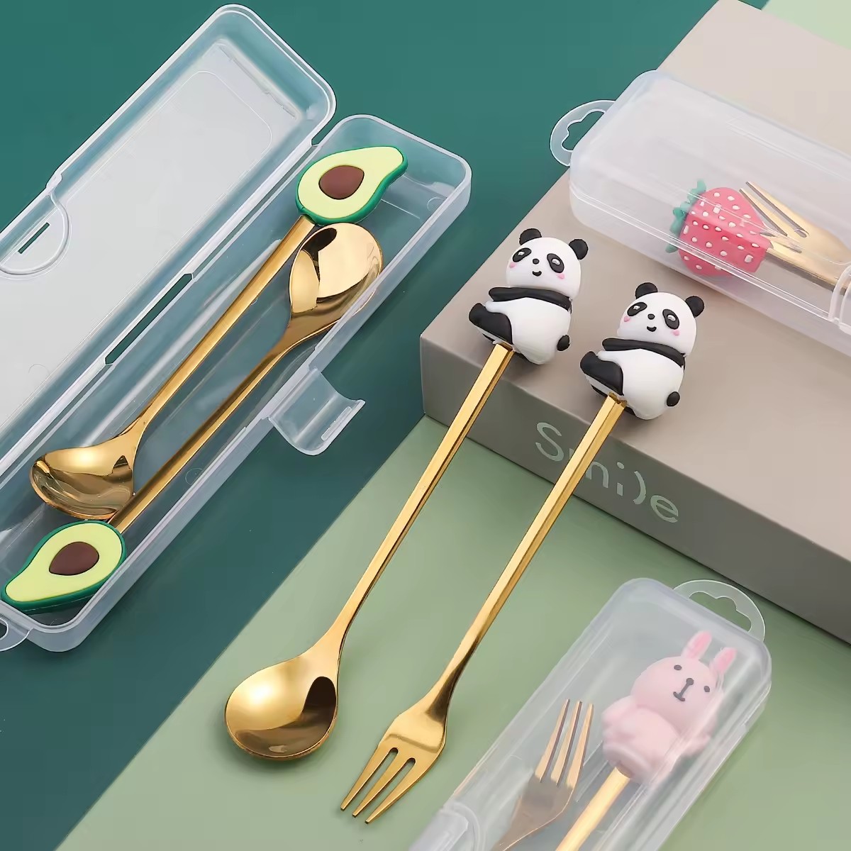 DINUO stainless steel cute doll cartoon fruit fork spoon portable tableware coffee spoon JYDN-L-017