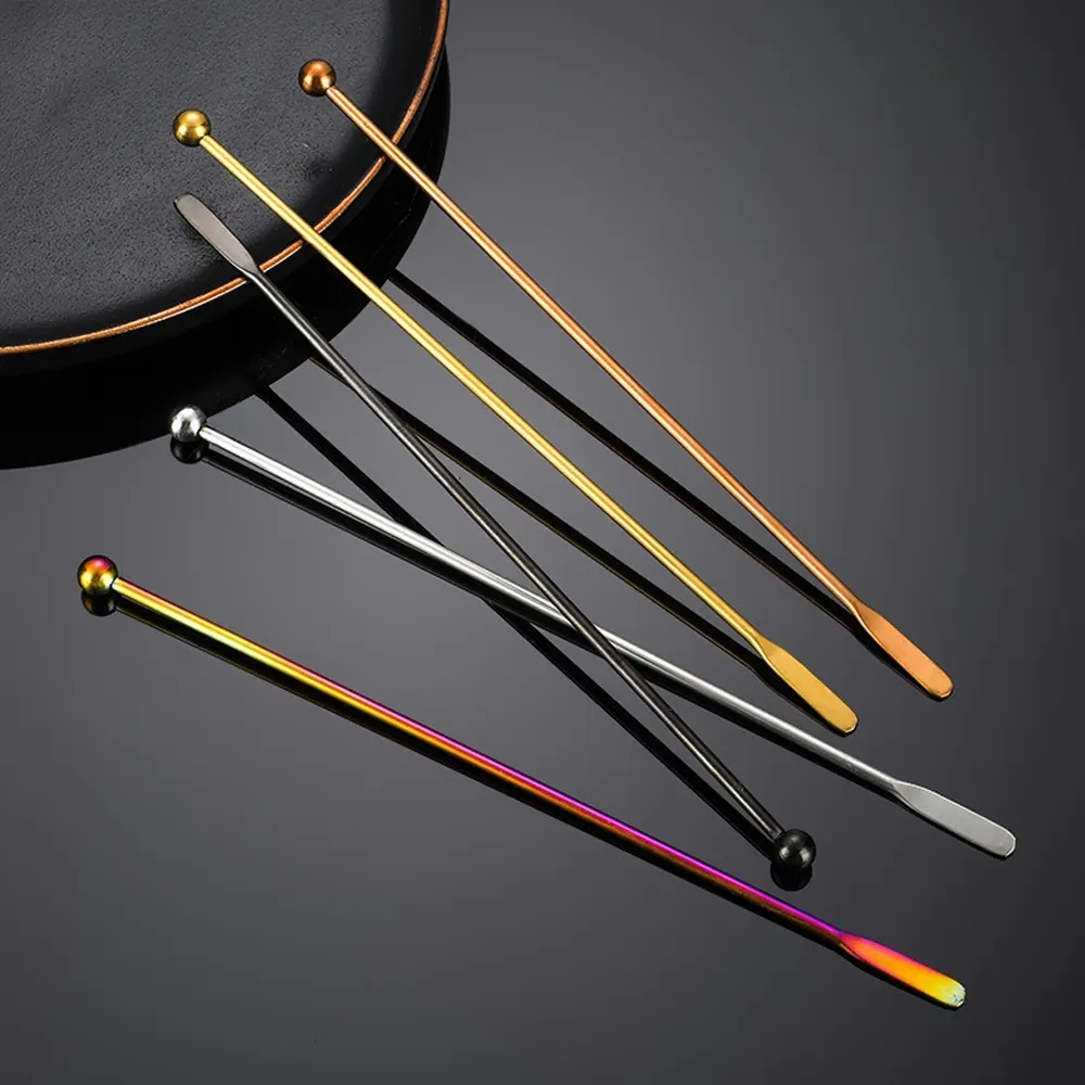 DINUO Stainless Steel Beverage Rotating Rod with Small Rectangular Paddle Blender JYDN-L-078