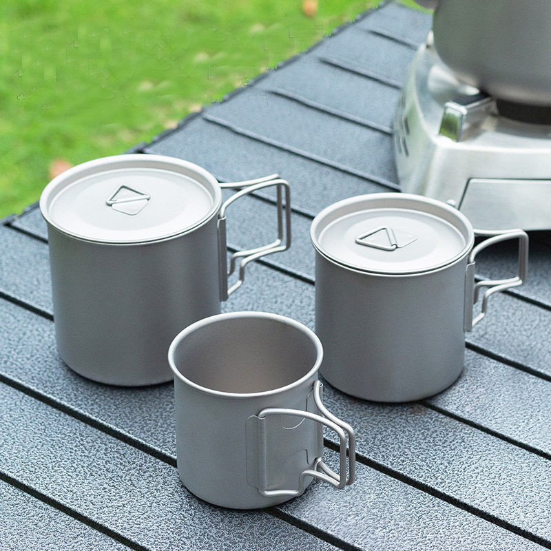 DINUO Pure Titanium Water Cup Camping Portable Tea Cup Folding Mark Set JYDN-L-132