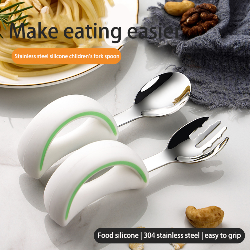 DINUO304 stainless steel silicone children  wristband fork spoon set JYDN-L-230