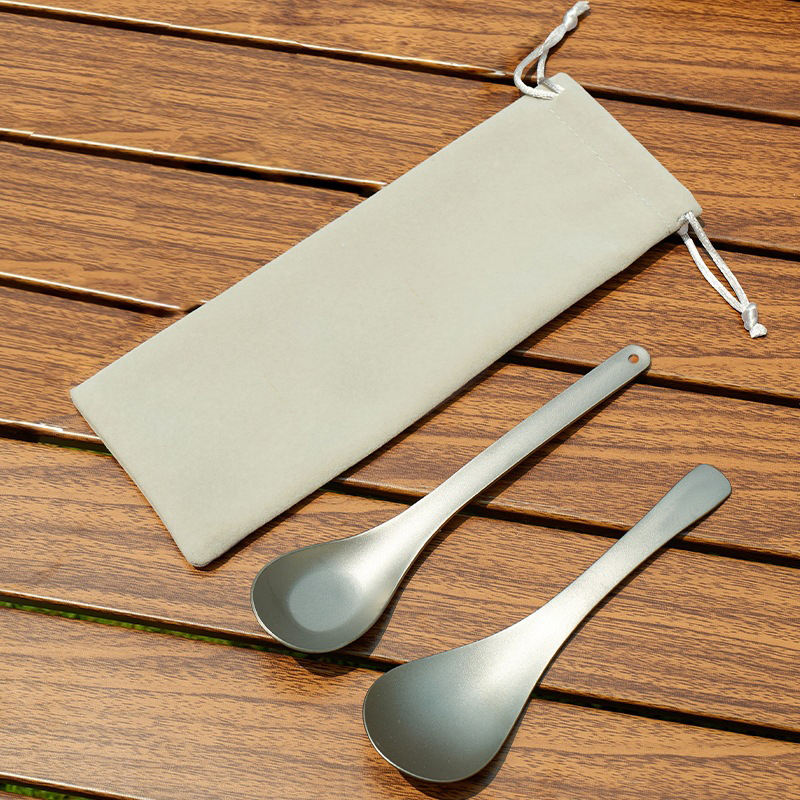DINUO Outdoor Pure Titanium Spoon Camping Portable Tableware Soup Spoon Yuanbao Spoon JYDN-L-142