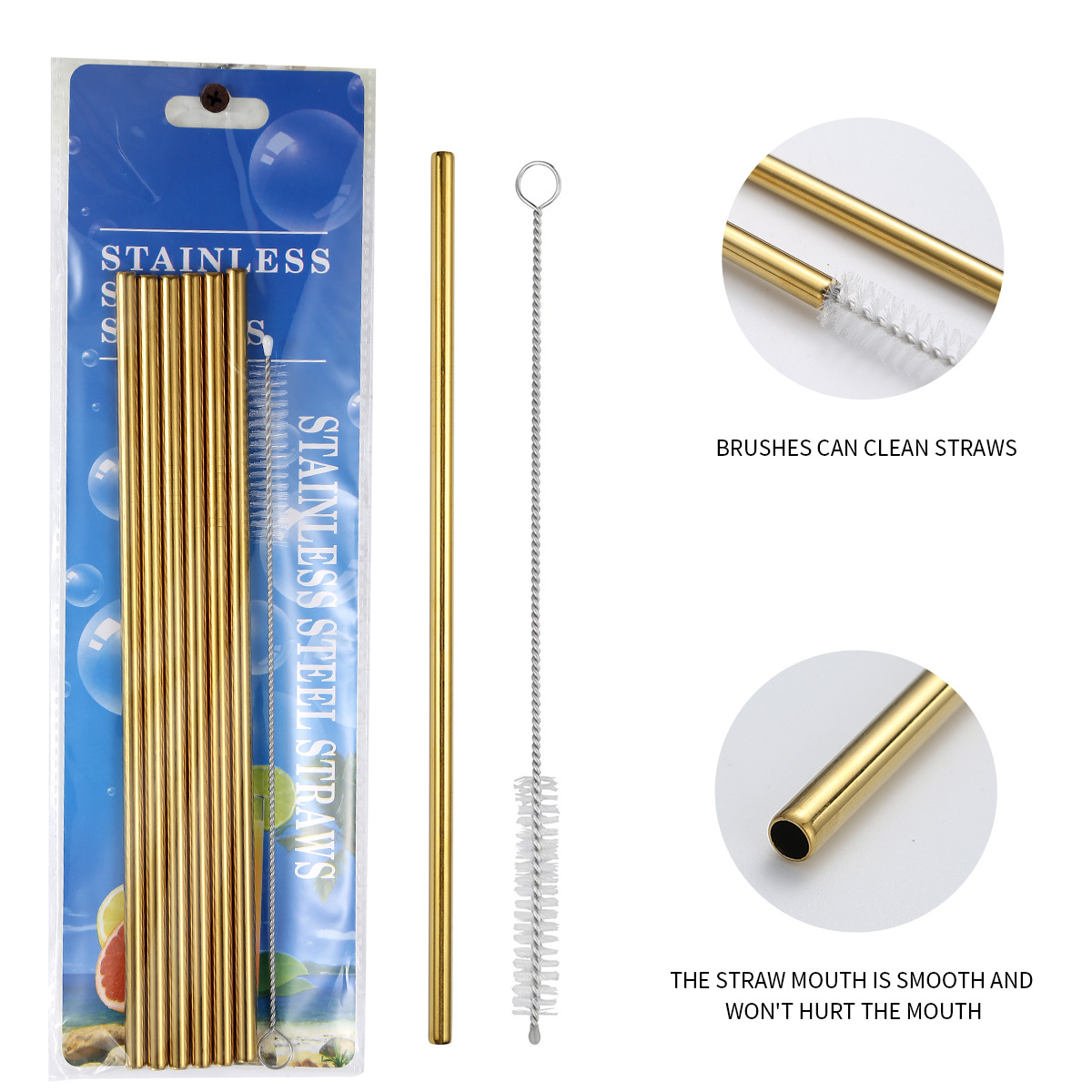 DINUO Stainless Steel Straw Set Reusable Color Metal Straw Beverage Straw JYDN-L-182