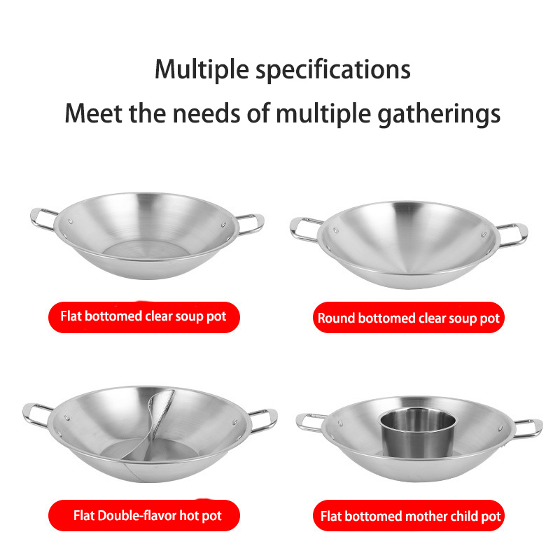 DINUO stainless steel hot pot clear soup spicy Double-flavor hot pot induction cooker JYDN-L-265