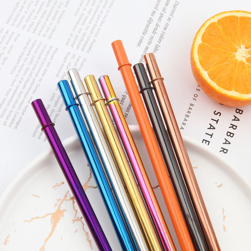 DINUO stainless steel protruding drum shaped straw 8mm anti slip colored metal straw JYDN-L-180