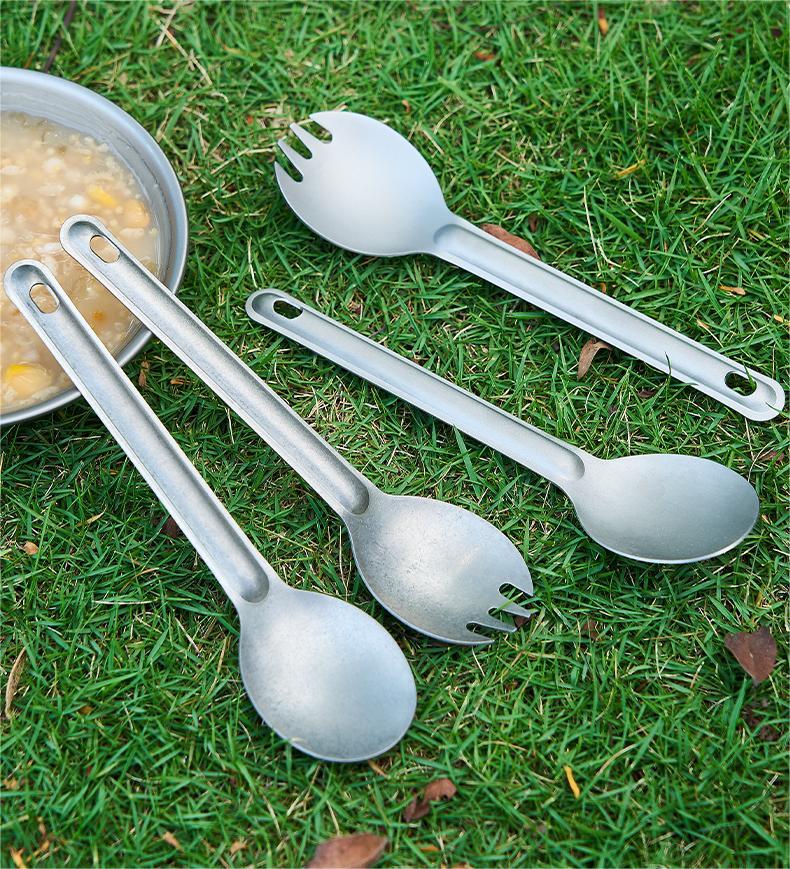 DINUO Titanium Short Handle Coffee Camping Spoon Fork Set JYDN-L-120