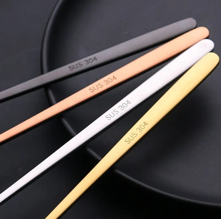 DINUO square long handled stainless steel tea dessert coffee mixing spoon JYDN-L-077