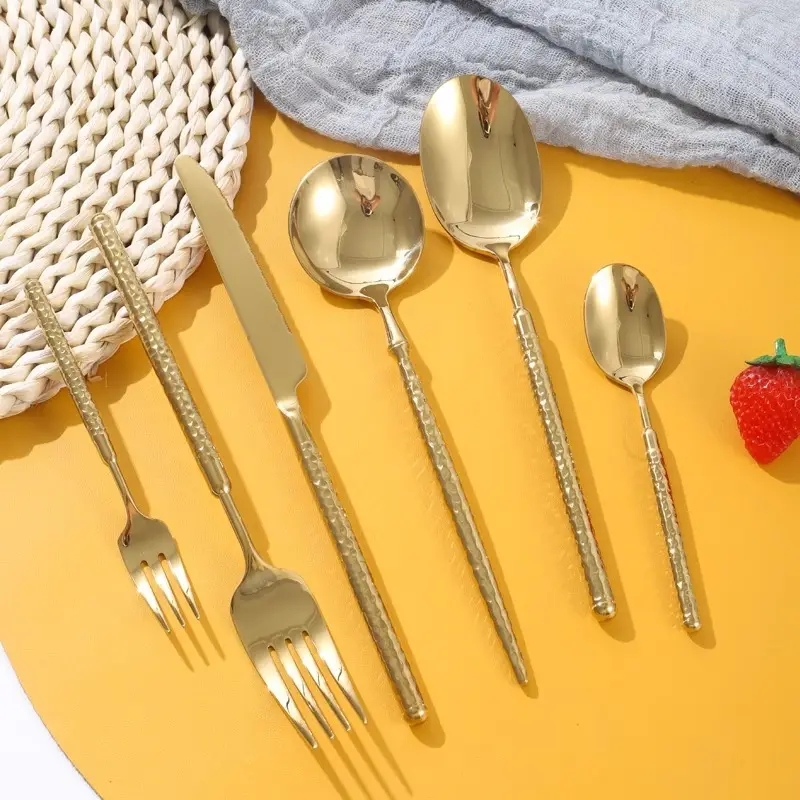 DINUO Hammer Pattern Set Luxury Western Restaurant Gift Tableware Set JYDNUO-L-060
