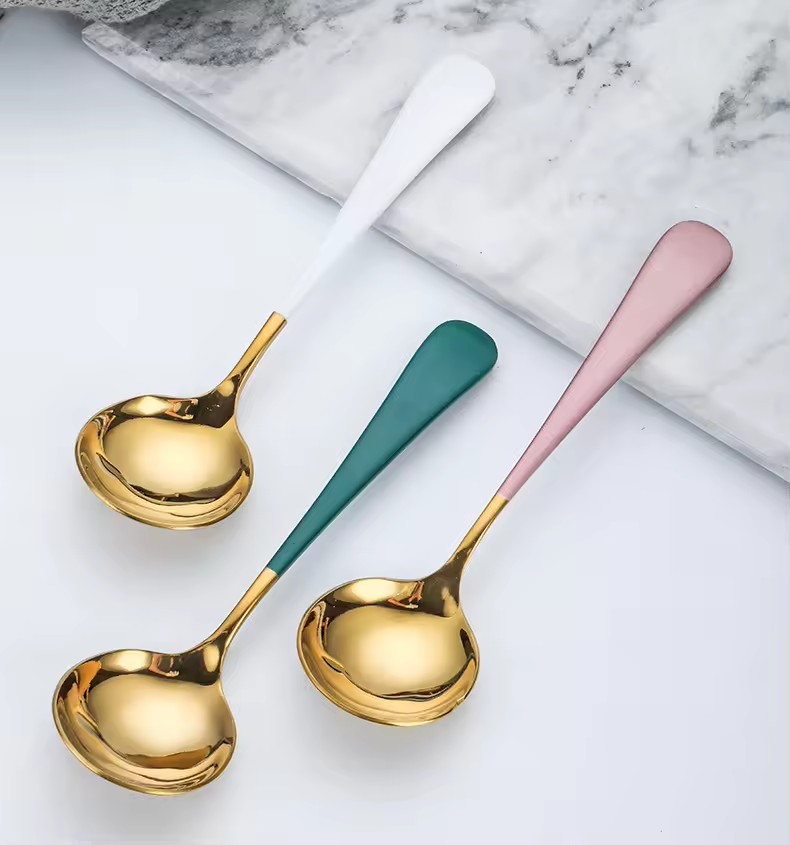 DINUO Colorful Stainless Steel Mixing Spoon Dessert Spoon Coffee Spoon JYDN-L-013