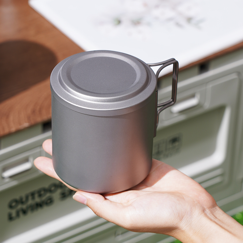 DINUO Titanium Cup with Filter Outdoor Camping Coffee Cup Portable Lightweight Teapot JYDN-L-125