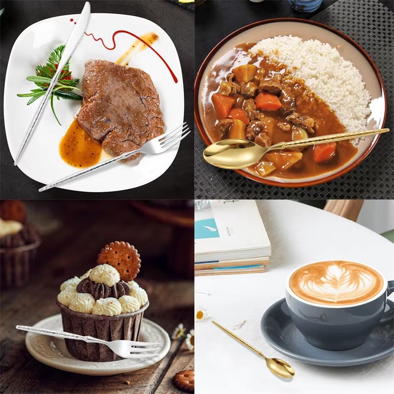 DINUO High end Thick Hammer Pattern Western Tableware Dessert Steak Knife Fork Spoon JYDN-L-062