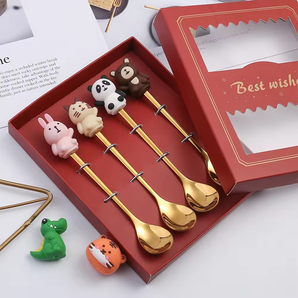 DINUO Cartoon ChildrenCute Stainless Steel Spoon Dessert Spoon Gift Set Fruit Fork JYDN-L-010