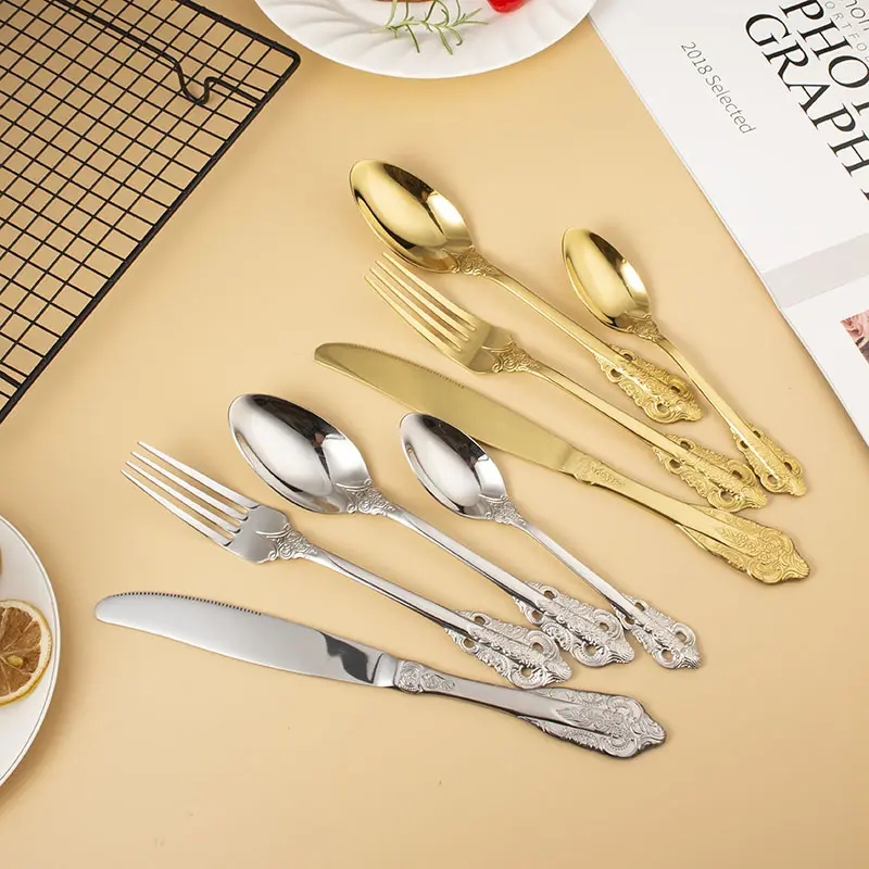 DINUO Royal Luxury Tableware Set Classic Pattern Handle Hotel Restaurant Tableware JYDN-L-058