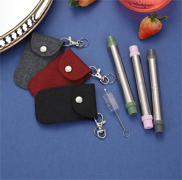 DINUO portable metal straw reusable telescopic milk tea straw suitable for travel JYDN-L-190