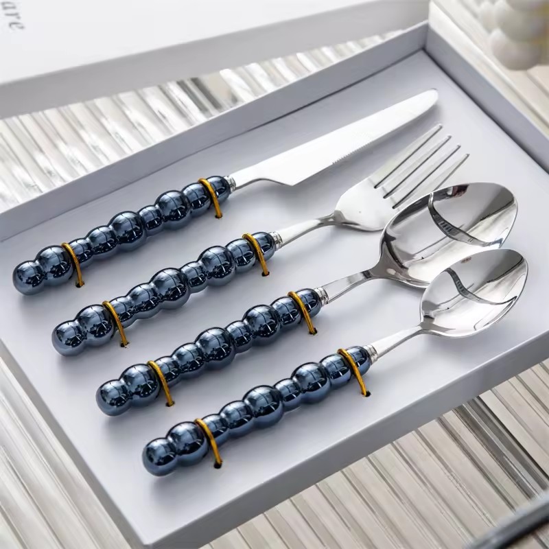 DINUO Pearl Handle Knife Fork Spoon Western Tableware Set Pearl Handle JYDN-L-037