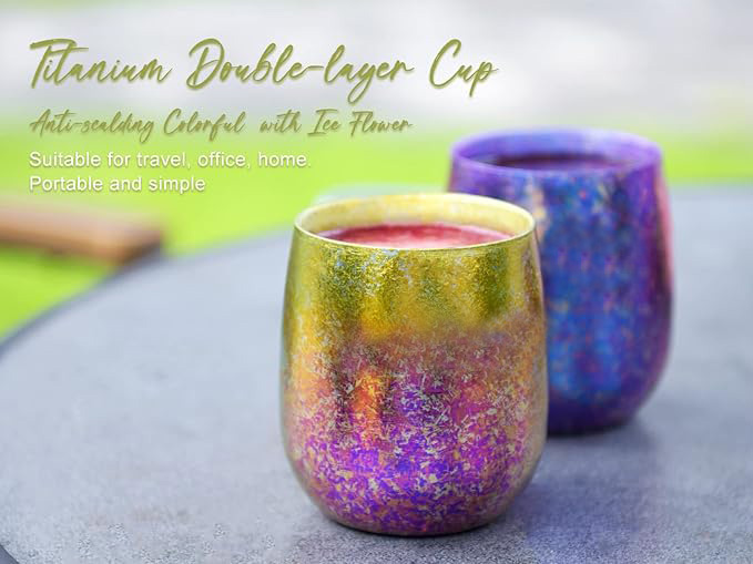 DINUOColorful Titanium Double layered Cup Camping Picnic Tea Wine Juice CupJYDN-L-105