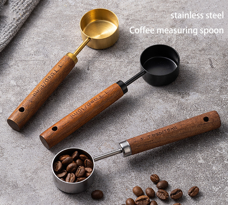 DINUO304 stainless steel 8-piece set wooden handle measuring cup coffee scale spoon JYDN-L-256